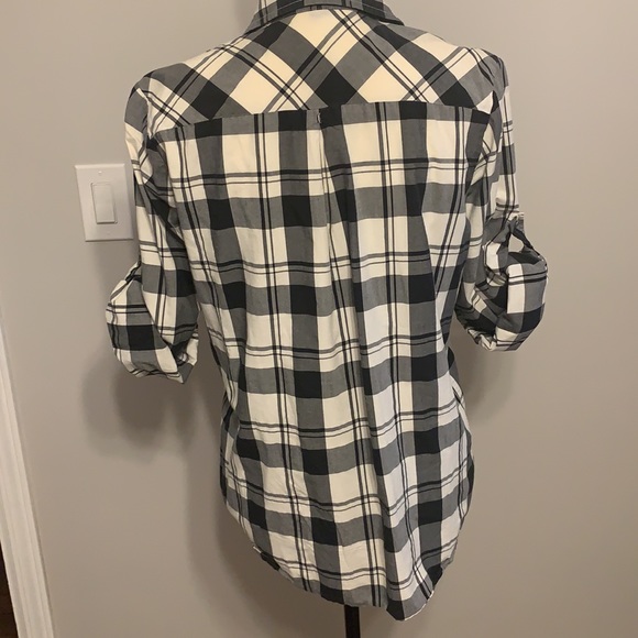 Gap Plaid Black and White Button Down Shirt L - Picture 4 of 7
